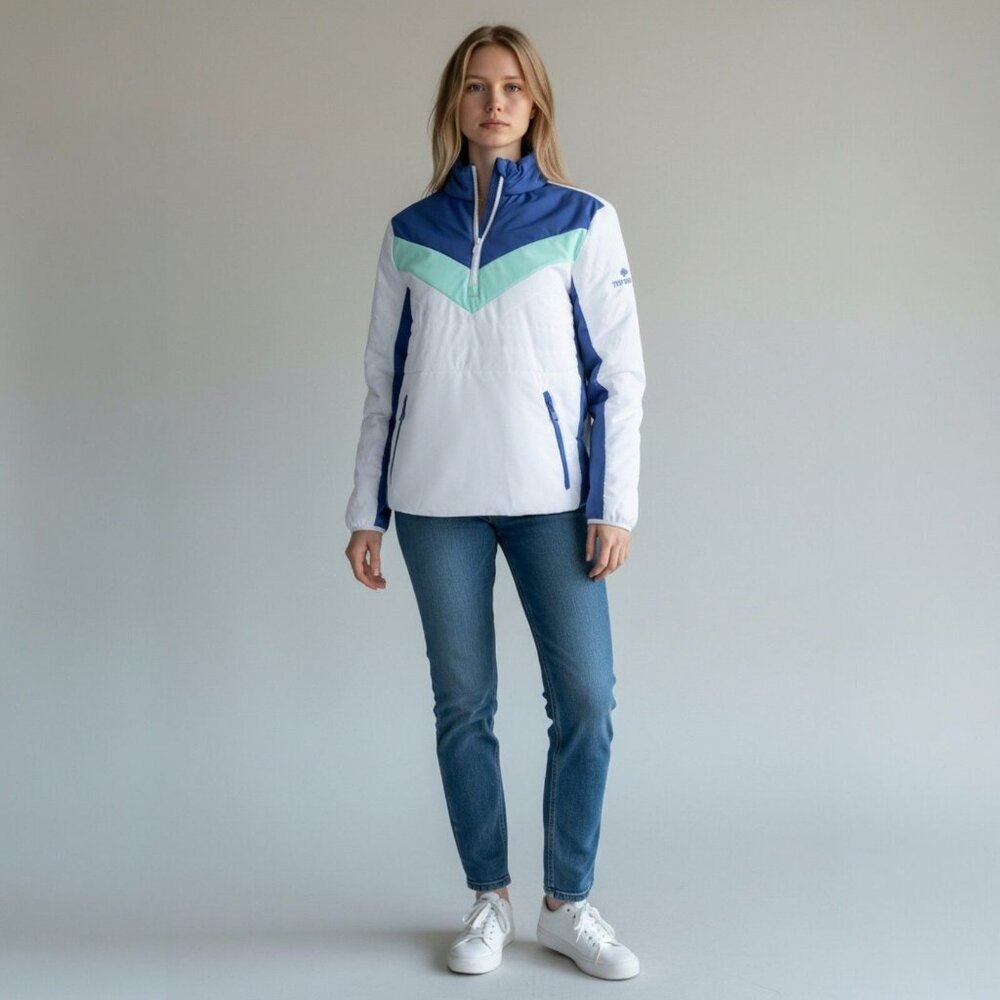 Ralph Lauren RLX women’s golf jacket in white and blue, size medium, brand new w